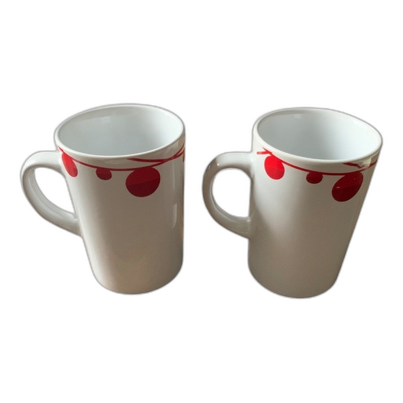 SALE! Starbucks 2012 Holiday Mug Set of Two - White with Red Bulb Garland - Picture 2 of 8